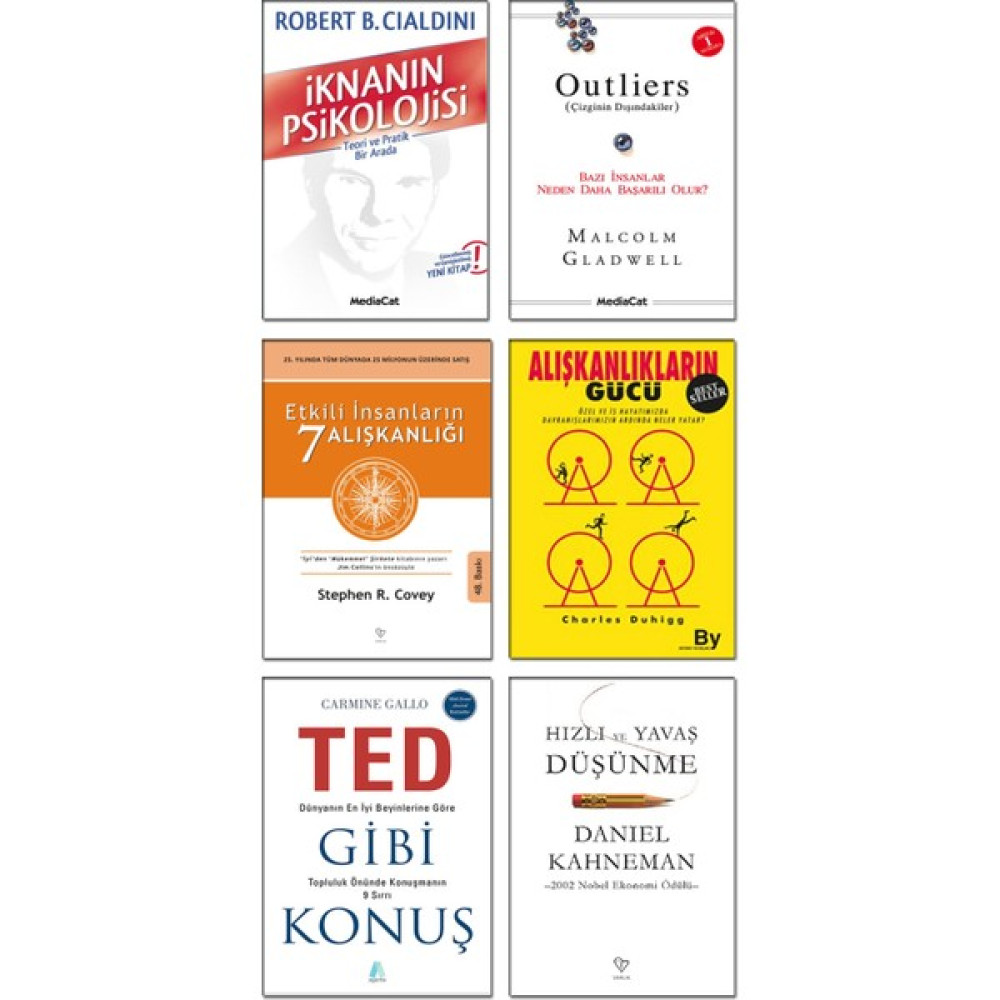 Varlık Yayınları - Iknanın Psikolojisi + Outliers + Ted Gibi Konuş + Alışkanlıkların Gücü + Hızlı ve Yavaş Düşünme + Etkili Insanların 7 Alışkanlığ... Kişisel Gelişim ve Psikoloji Fiyatı