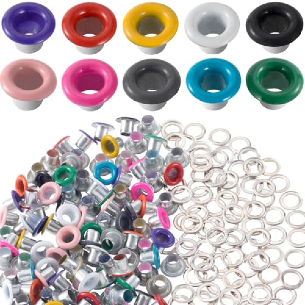 VARMDUKKE 60 Sets 3mm Metal Eyelets, 12 Colors Eyelets Grommets Kit, Round Small Eyelets with Washers, DIY Supplies Garment Accessory for Paper Crafts, Fabric Leather Belts