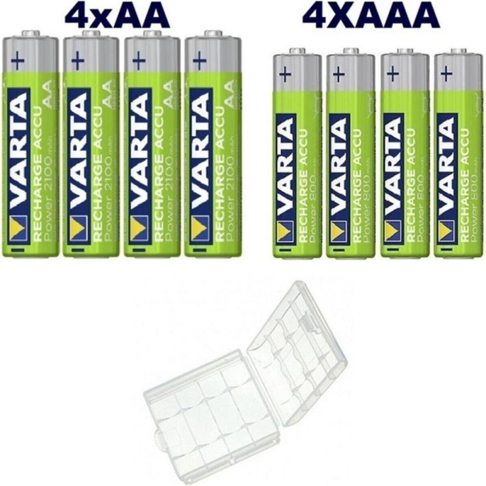 Varta 4 Adet 2100 Mah Aa 4 Adet 800 Mah Aaa Şarjlı Pil Pil Saklama Kutusu Varta -2100+800 Şarj Cihazları & Kitler Fiyatı