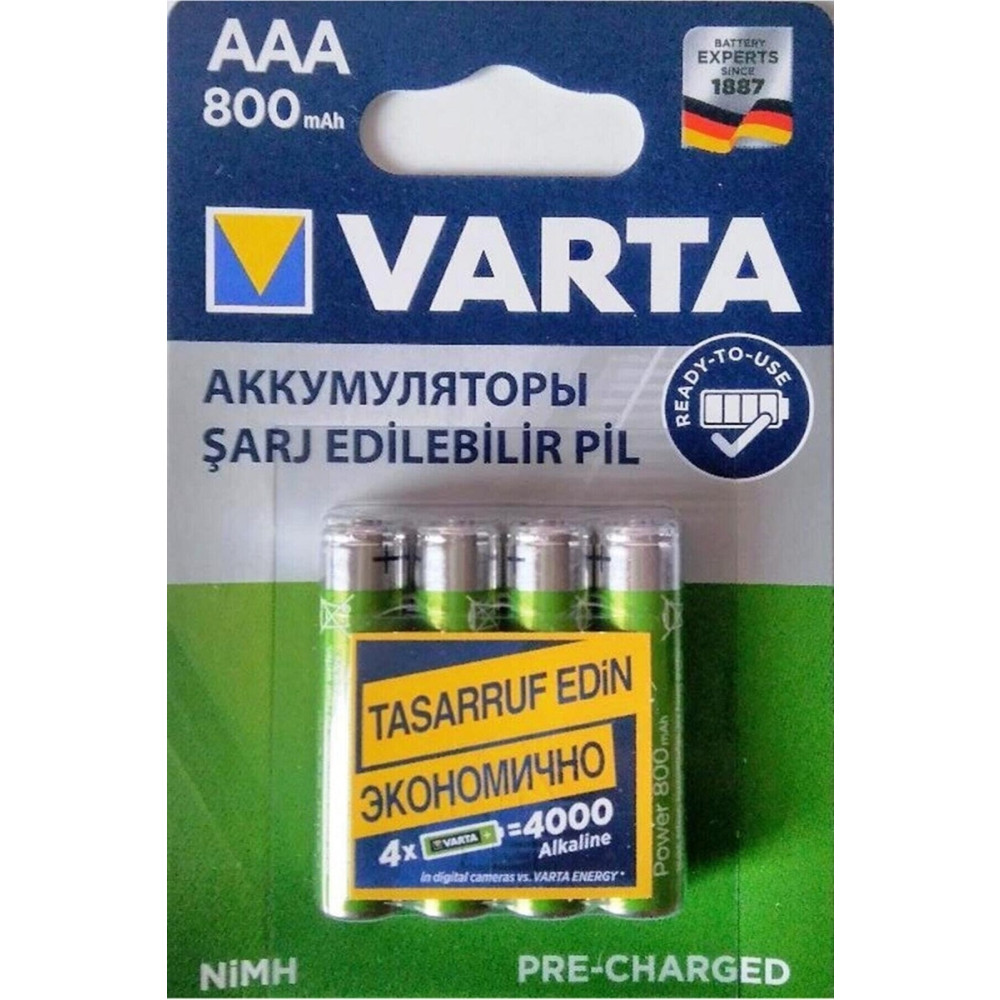 Varta 4 Adet Ready To Use 800mah Ni-mh Aaa Şarjlı Ince Pil Piller & Şarj Cihazları Fiyatı