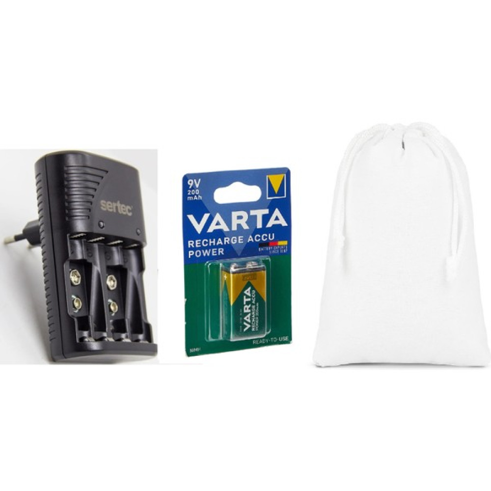 Varta 9V Şarjlı Pil (1 Adet) + Sertec STC-C9V AA-AAA-9V Uyumlu 4lü Pil Şarj Aleti + Saklama Kılıfı - 1 Adet Şarj Cihazları & Kitler Fiyatı