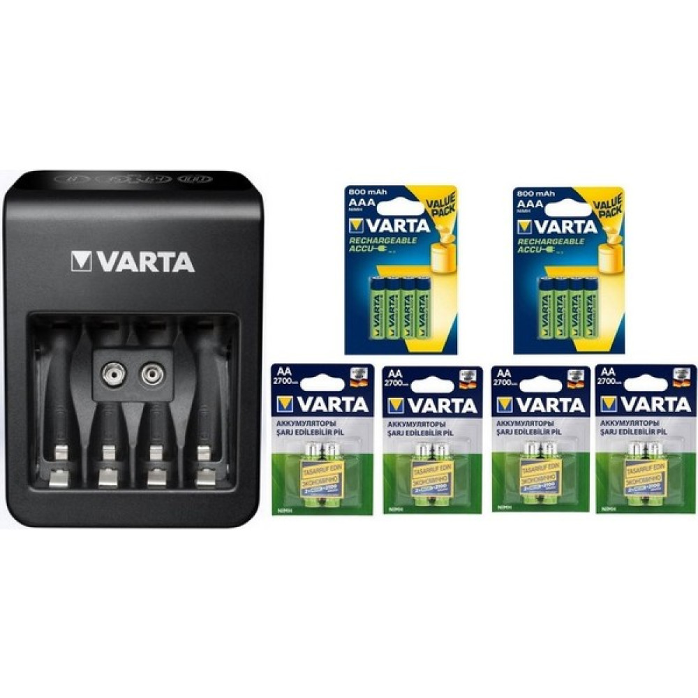 Varta LCD Plug Şarj Cihazı + 8*2700 Mah Aa + 8*800 Mah Aaa Şarjlı Pil Şarj Cihazları & Kitler Fiyatı