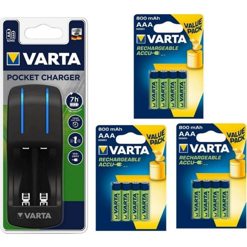 Varta Pocket 4lü Şarj Cihazı + 12*800 Mah Aaa Şarj Edilebilir Pil Şarj Cihazları & Kitler Fiyatı