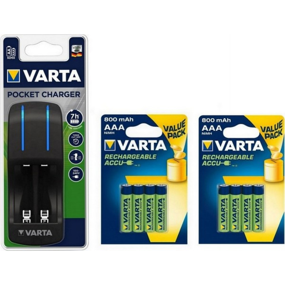 Varta Pocket 4lü Şarj Cihazı + 8*800 Mah Aaa Şarj Edilebilir Pil Şarj Cihazları & Kitler Fiyatı