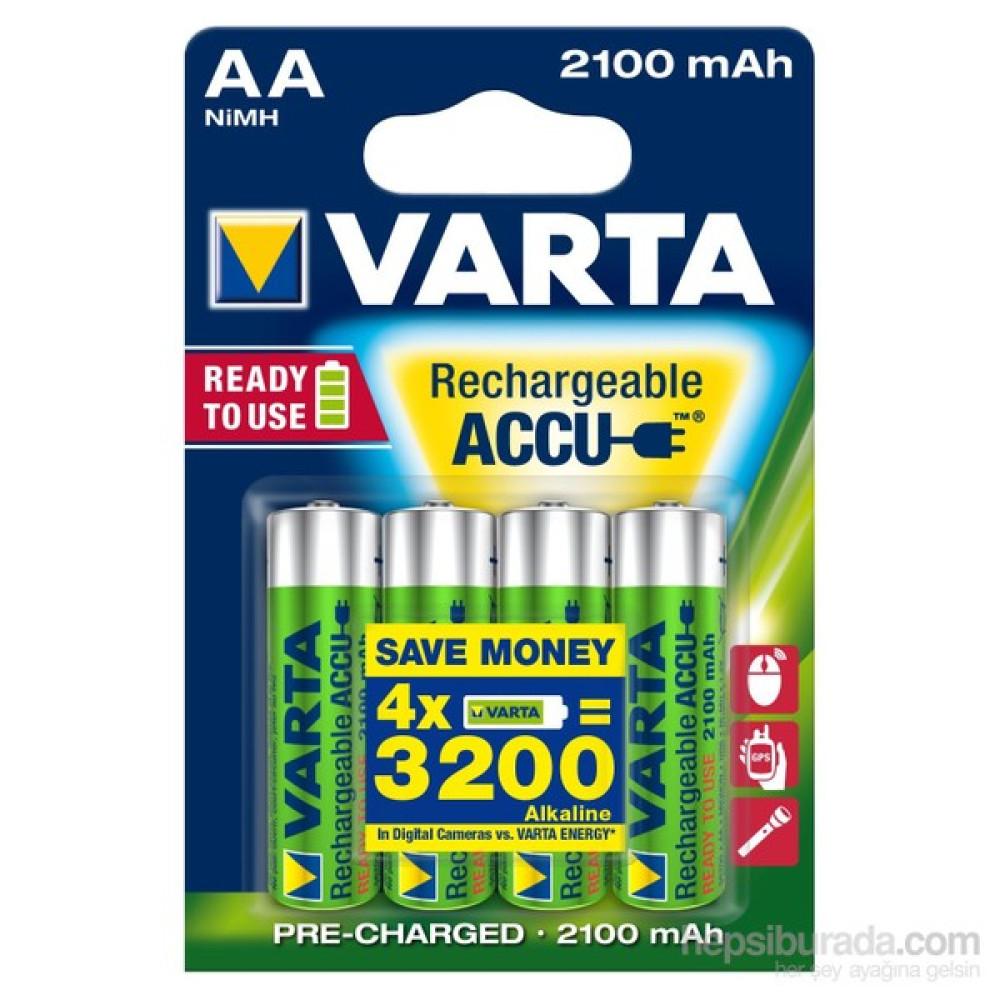 Varta Rechargeable Accu Aa / Hr6 Ready To Use 2100Mah Bls 4 56706101404 Şarj Cihazları & Kitler Fiyatı