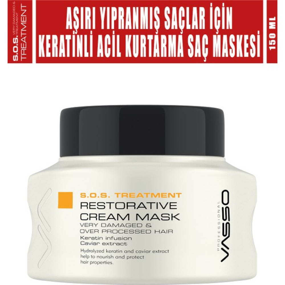 Vasso Yıpranmış Saçlar Için Keratinli Acil Kurtarma Saç Bakım Maskesi 150 ml 8699216349144 Saç Bakım Maskeleri & Serumlar & Spreyler Fiyatı