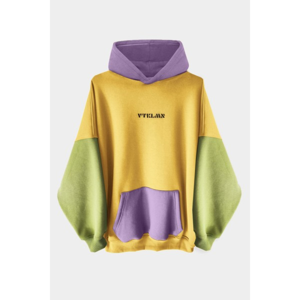 Vatkalimon Sarı Yeşil Lila Renkli Kapüşonlu Hoodie Sweatshirt Bayan Sweatshirt Fiyatı