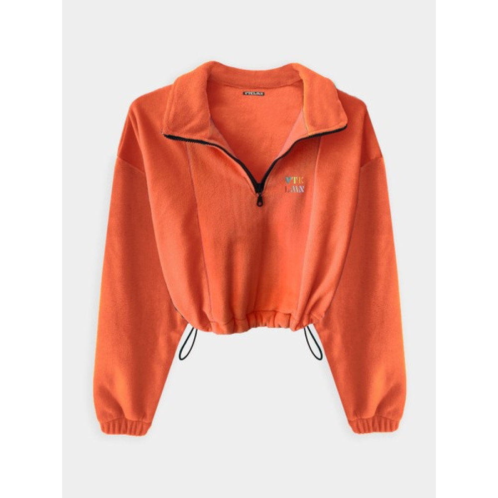 Vatkalimon Turuncu Yarım Fermuarlı Crop Polar Sweatshirt Bayan Sweatshirt Fiyatı