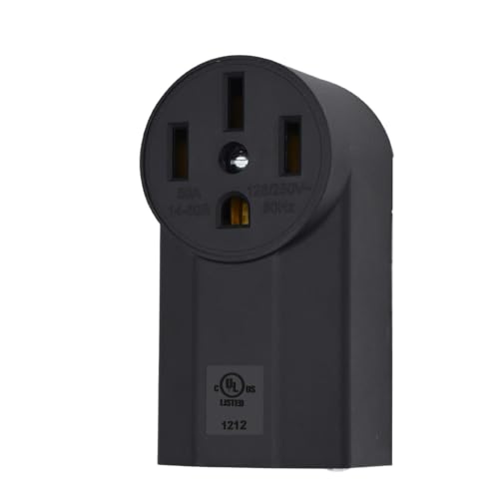 VAV NEMA 14-50R 50 Amp Heavy Duty Outlet, 3-Pole 4-Wire Surface Mount Power Receptacle, UL Certiied, 125/250 Volt Black Stove Outlet, for EV RV Oven Range