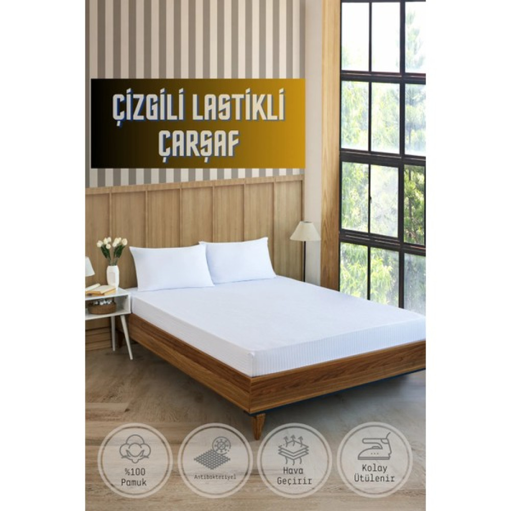 Vavey Soft Cotton Çift Kişilik Lastikli Çarşaf Takımı 180X200 cm + 2 Adet Yastık Kılıfı 50X70 cm - Beyaz - 180 x 200 cm Nevresim Takımı Fiyatı