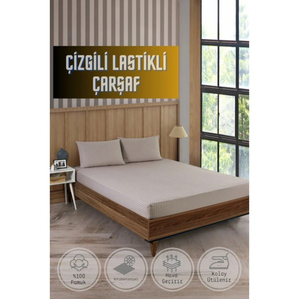 Vavey Soft Cotton Çift Kişilik Lastikli Çarşaf Takımı 180X200 cm + 2 Adet Yastık Kılıfı 50X70 cm - Gri - 180 x 200 cm Nevresim Takımı Fiyatı