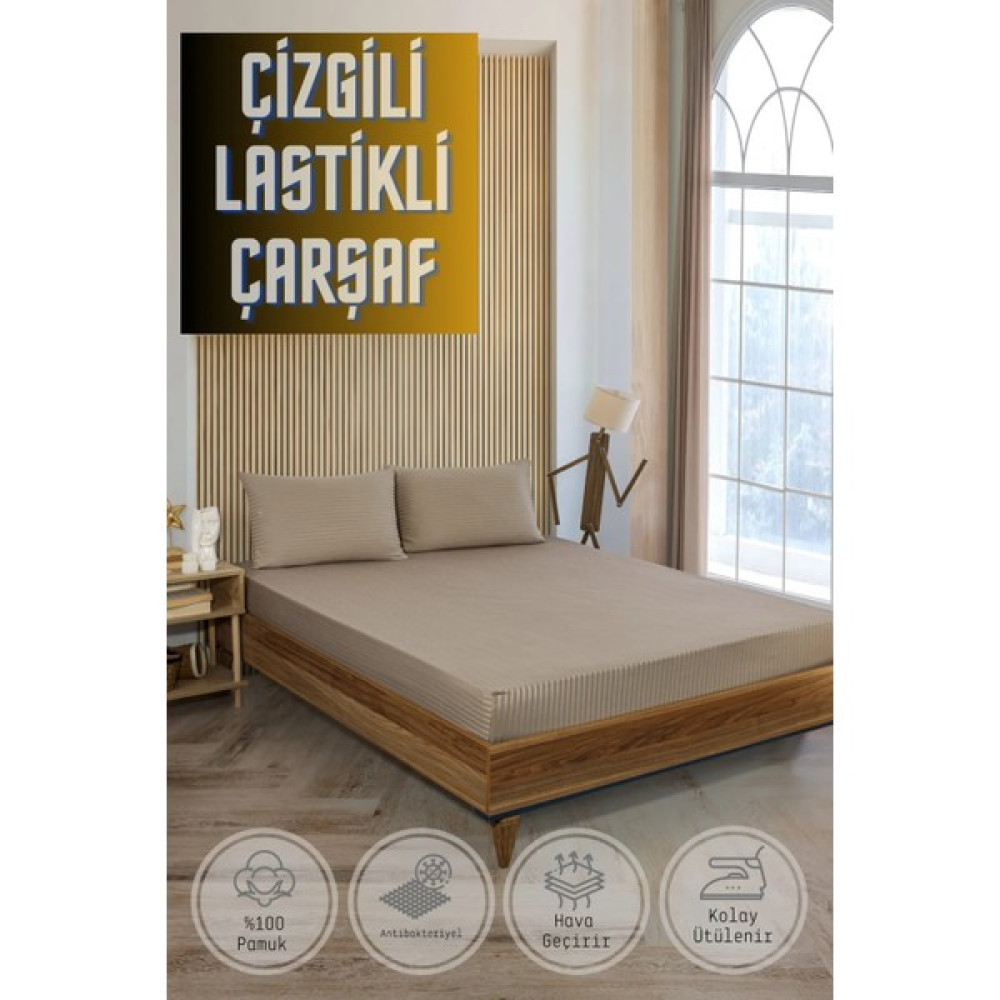Vavey Soft Cotton Çift Kişilik Lastikli Çarşaf Takımı 180X200 cm + 2 Adet Yastık Kılıfı 50X70 cm - Kahve - 180 x 200 cm Nevresim Takımı Fiyatı
