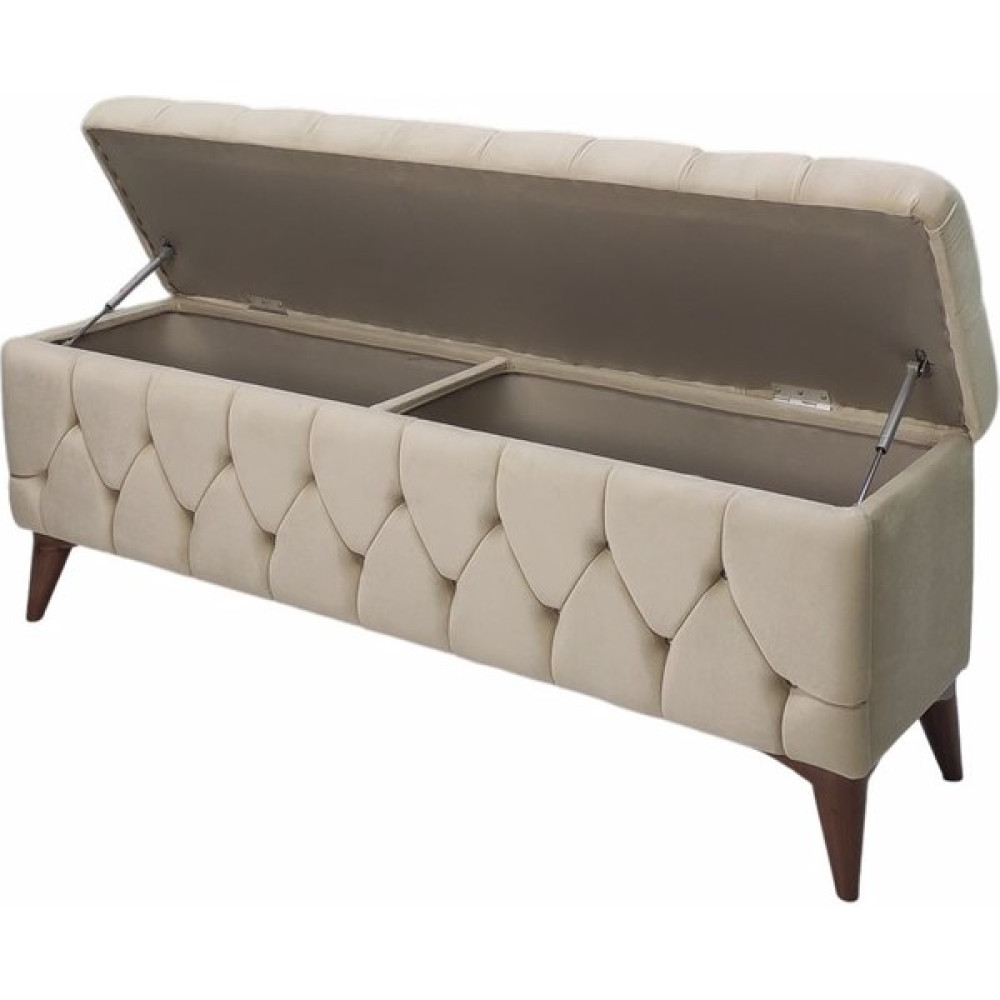Vavonni Sandıklı Puf Bench Puf 140 cm Krem A+ Kalite Puf Fiyatı