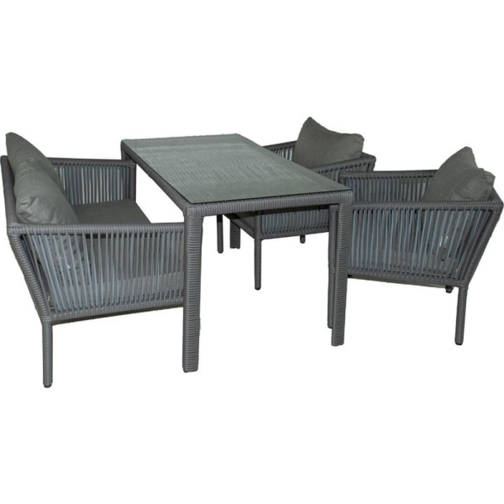 Vavrattan Berlin 2+1+1 Rattan Bahçe Balkon Yemek Takımı Açık Gri Bahçe Mobilyası Takımı Fiyatı