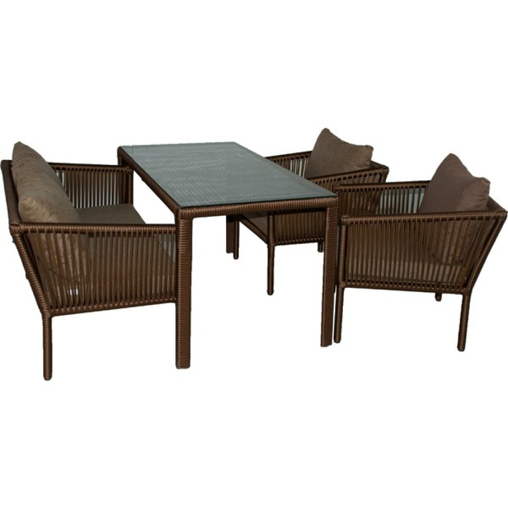 Vavrattan Berlin 2+1+1 Rattan Bahçe Balkon Yemek Takımı Küf Rengi Bahçe Mobilyası Takımı Fiyatı