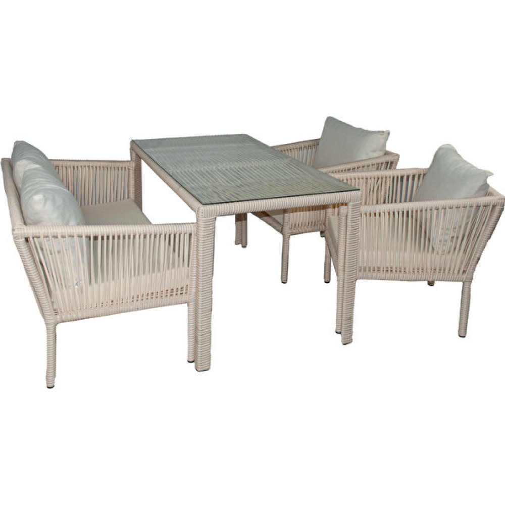 Vavrattan Berlin 2+1+1 Rattan Bahçe Balkon Yemek Takımı Kum Rengi Bahçe Mobilyası Takımı Fiyatı