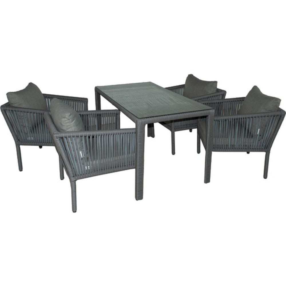 Vavrattan Berlin Rattan Bahçe Balkon Yemek Takımı Açık Gri Bahçe Mobilyası Takımı Fiyatı