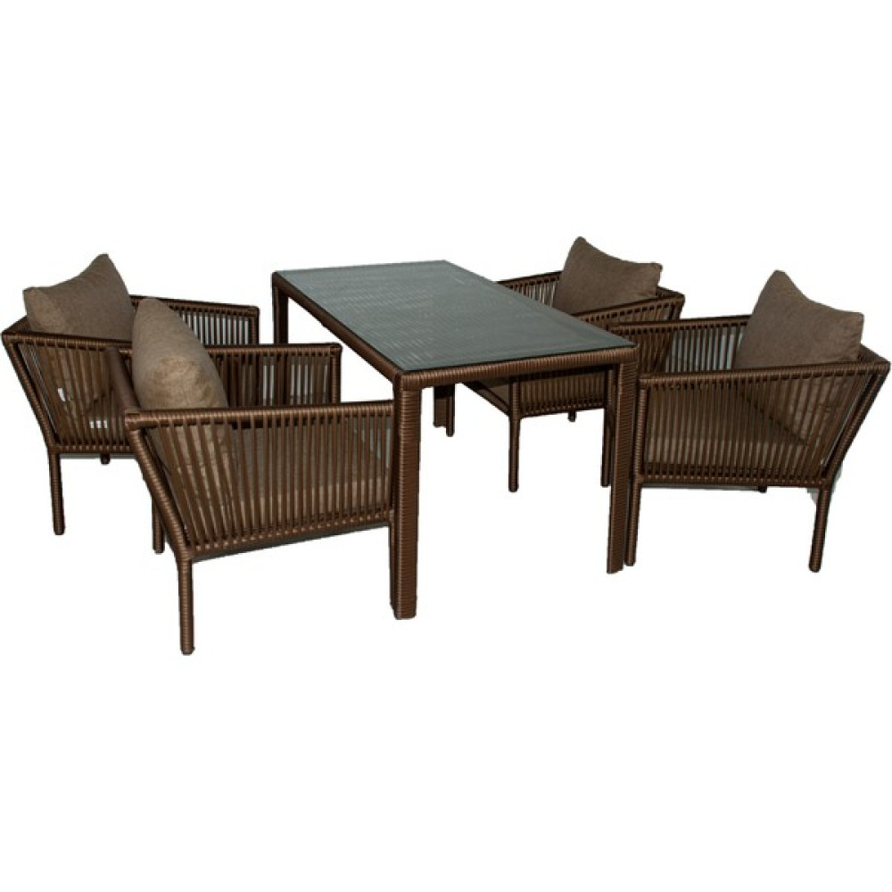 Vavrattan Berlin Rattan Bahçe Balkon Yemek Takımı Küf Rengi Bahçe Mobilyası Takımı Fiyatı