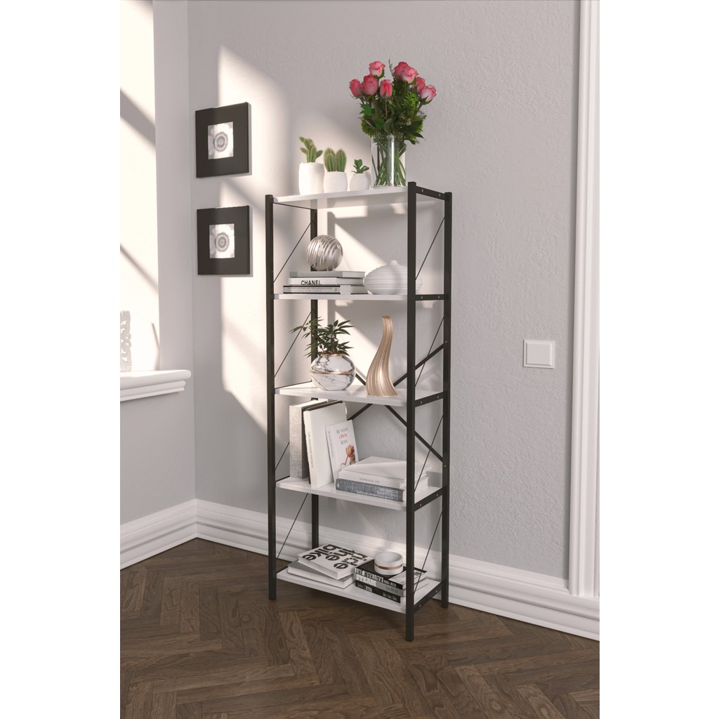VayLife Dekoratif 5 Raflı Kitaplık 150 x 60 - Beyaz Kitaplık Fiyatı