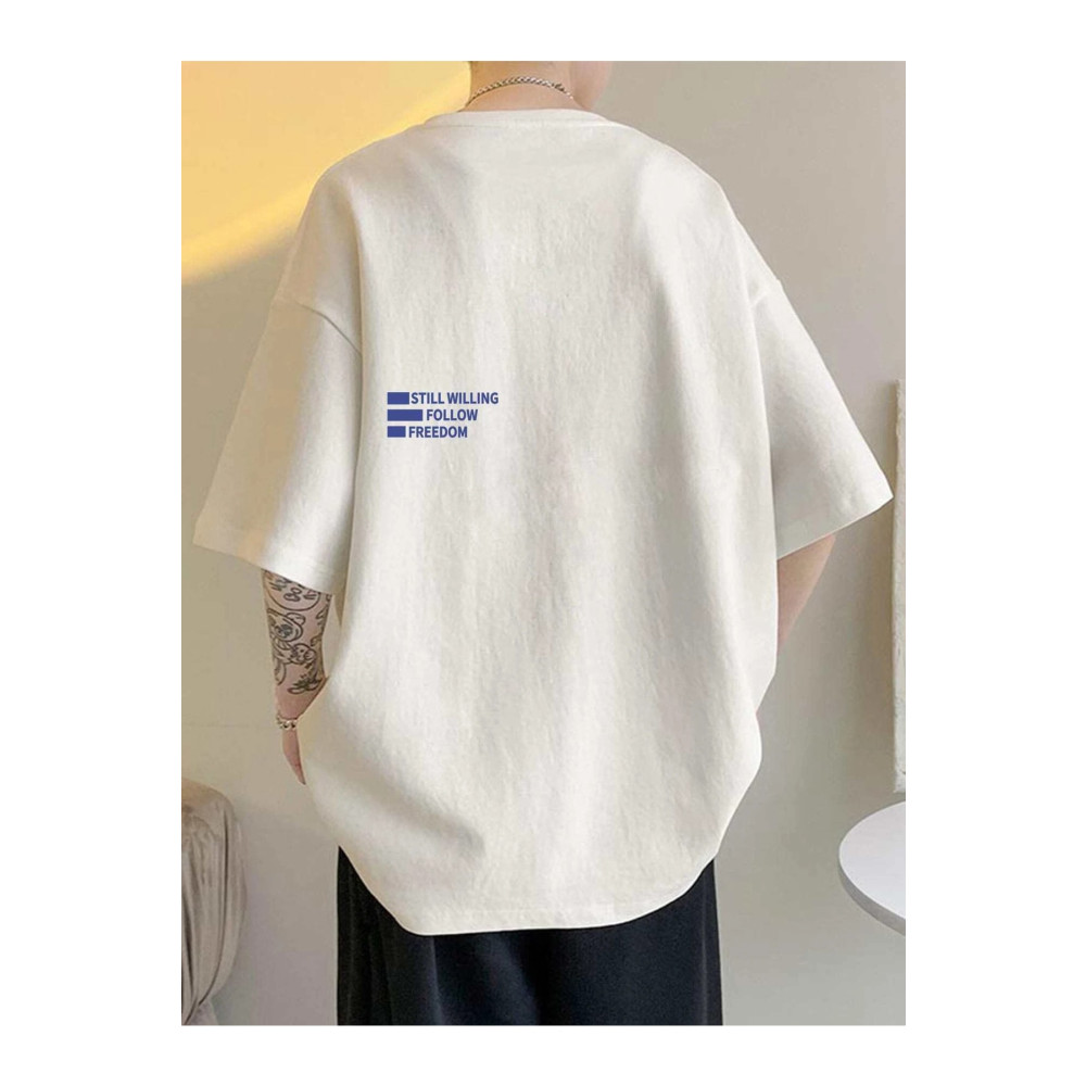 VBSVİBES Unisex Beyaz Oversiz Still Follow Freedom Baskılı Örme T-shirt L Beden Bayan T-shirt Fiyatı