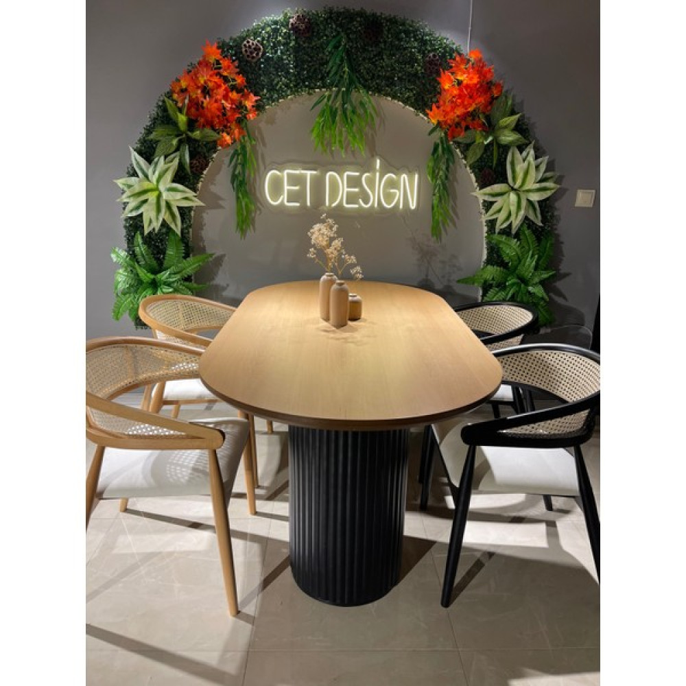 vDecor Oval Ahşap Yemek Masası Modern Tasarım - Ahşap - Siyah Epoksi - 200 cm Yemek & Mutfak Masası Fiyatı