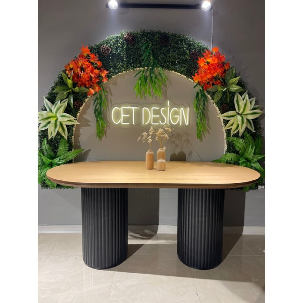 vDecor Oval Ahşap Yemek Masası Modern Tasarım - Ahşap - Siyah Epoksi - 240 cm Yemek & Mutfak Masası Fiyatı