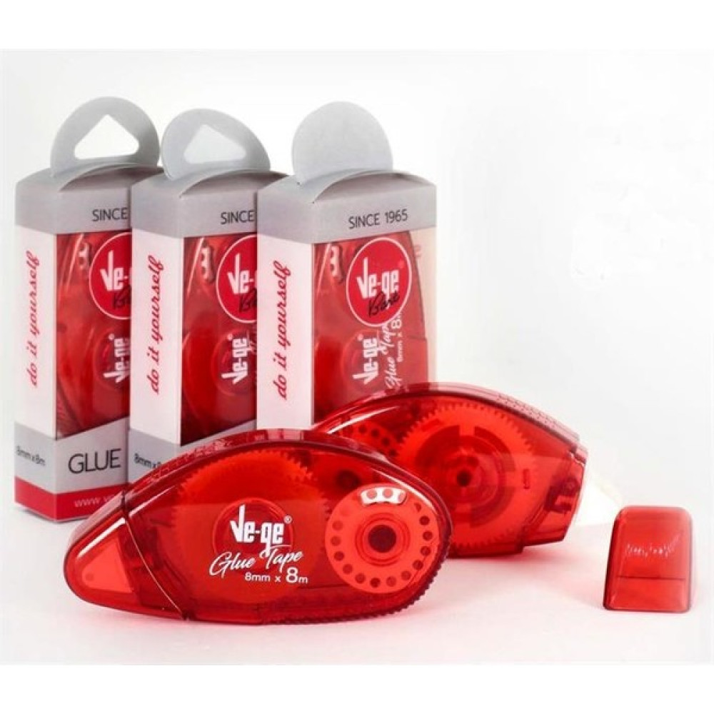 Ve-Ge Glue Tape Kırmızı 8mm x 8m Okul Malzemeleri Fiyatı