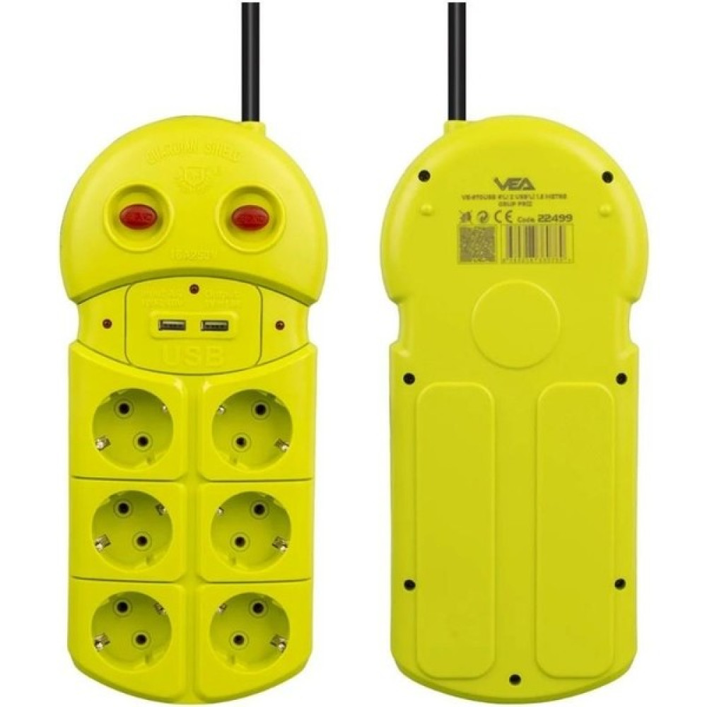 Vea VE-970USB 2xusb'li 1.5 Metre 6'lı Akım Korumalı Grup Priz Prizler Fiyatı