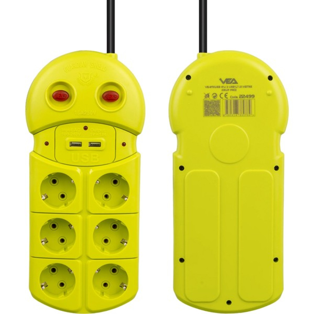 Vea VE-970USB 6'lı 2 Usbli 1.5 Metre Grup Priz Prizler Fiyatı