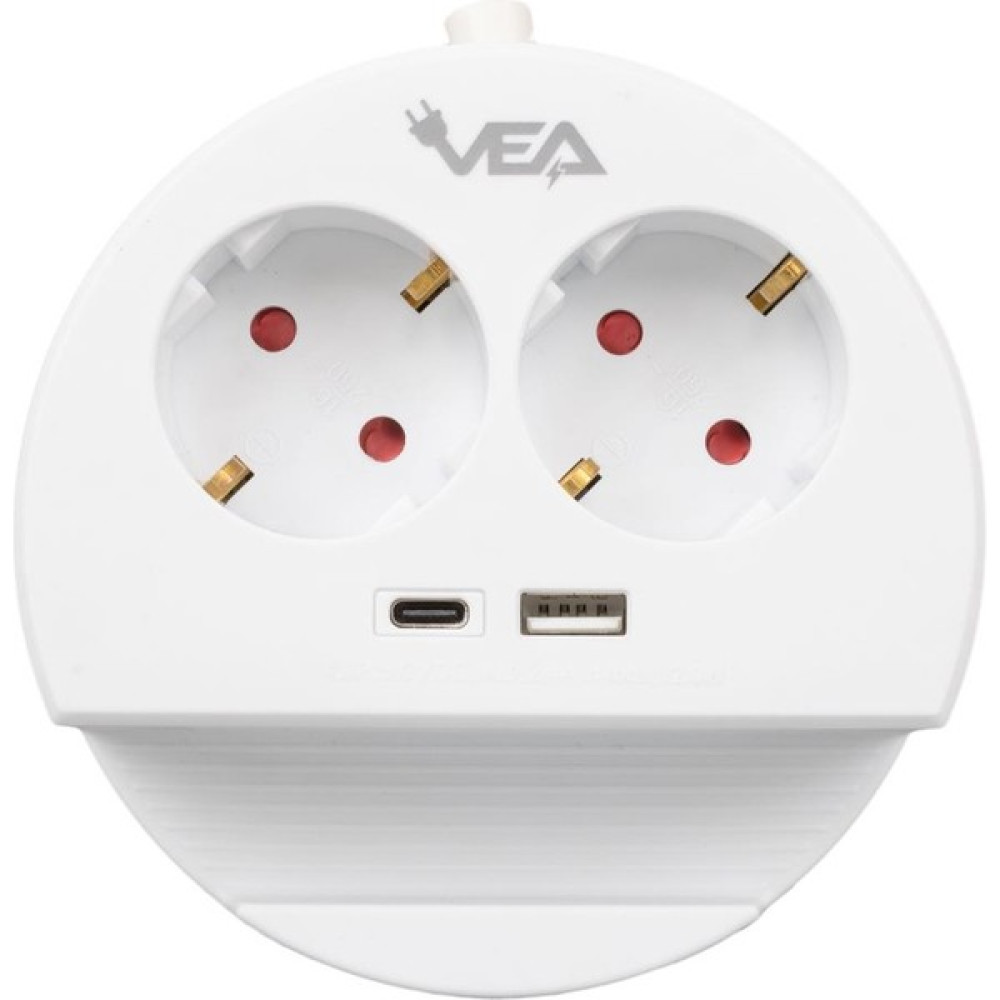 Vea Ve- G1102C 2li USB + Type-C Girişli Telefon Standlı 1.5 Metre Grup Priz Prizler Fiyatı