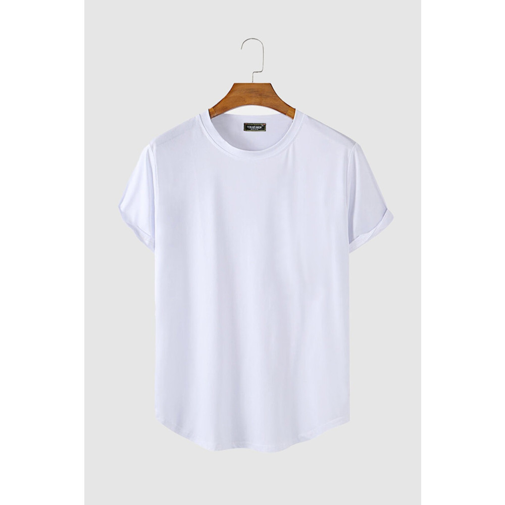 VEAVEN Erkek Beyaz Kolları Katlı Oval Kesim Cepsiz Bisiklet Yaka T-shirt Vavn306-0000005-1 S Beden Bayan T-shirt Fiyatı