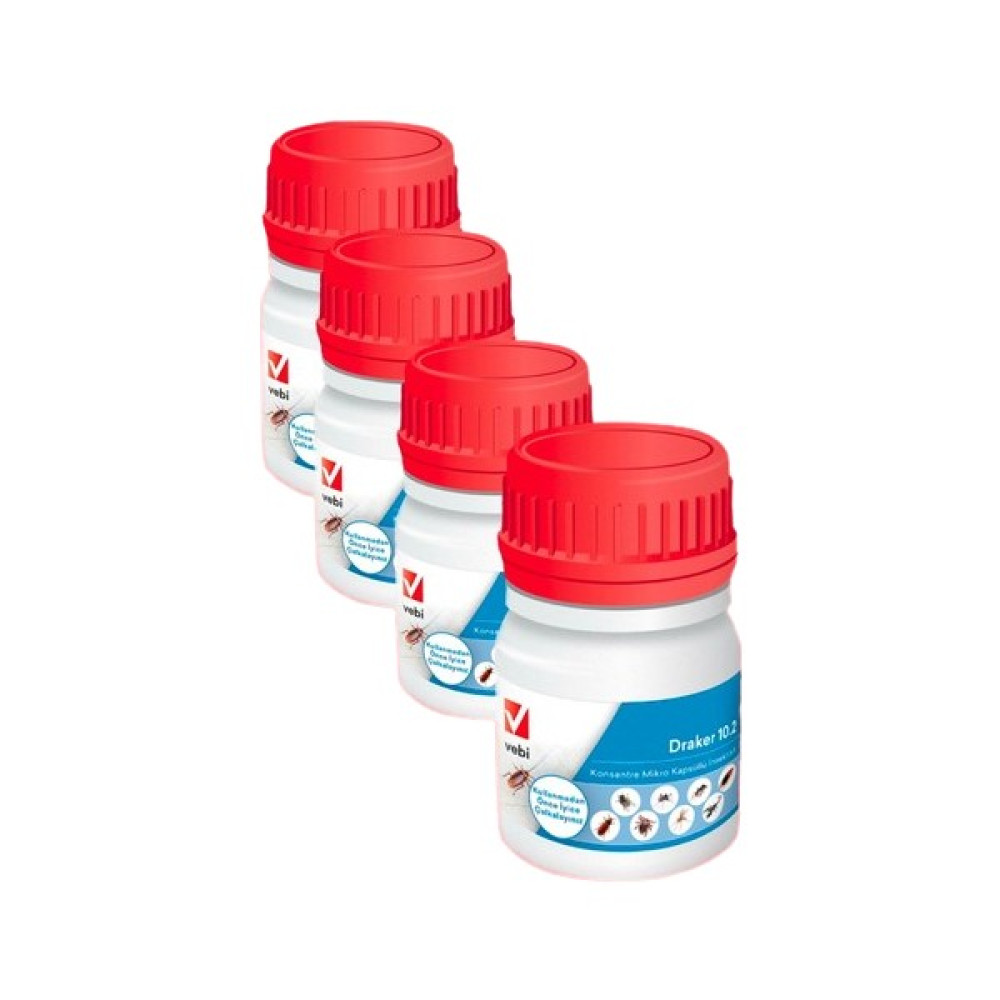 VEBİ Entokim Draker 10.2 Cs -9 Haşereye Ruhsatlı Kokusuz ve Konsantre 50 ml 4’lü Set Sinek-Kene-Haşere Kovucu Fiyatı