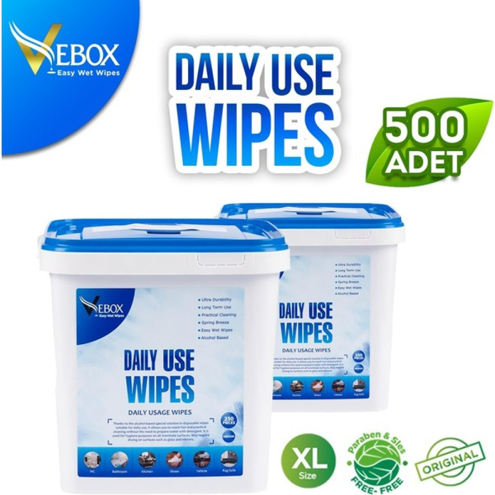 Vebox Daily Use Wipes Günlük Kulanım Kova Islak Mendil 2'li 500 Yaprak Bebek Bakım Fiyatı