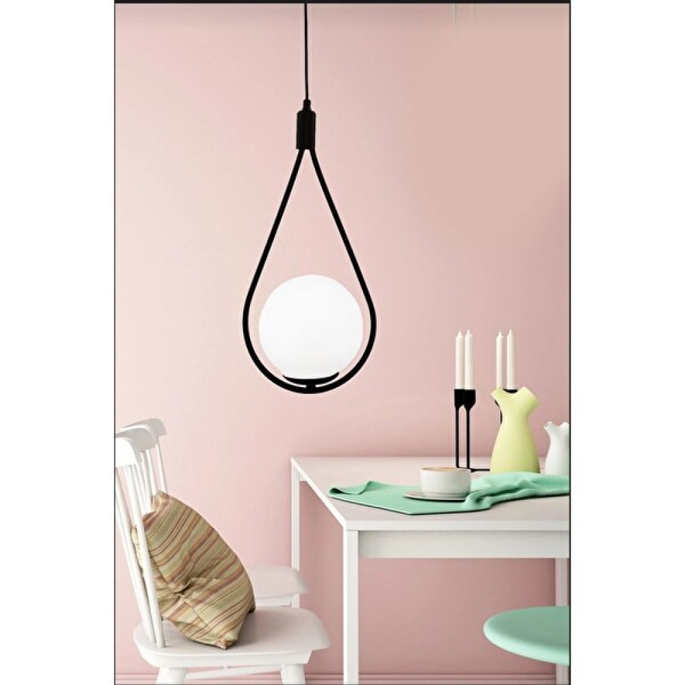 Veda Light Globe Tekli Siyah Sarkıt Avize Beyaz Camlı Modern Sarkıt Yatak Odası Mutfak Salon Avize Fiyatı