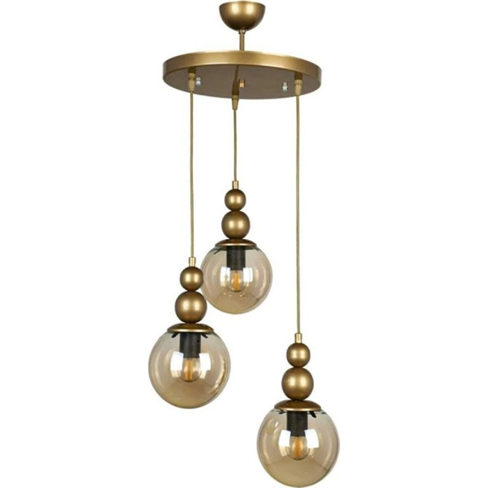 Veda Light Vedalight Venüs Model - Oturma Odası - Salon - Yatak Odası Modern Avize - Eskitme - Bal Rengi - 3'lü Avize Fiyatı