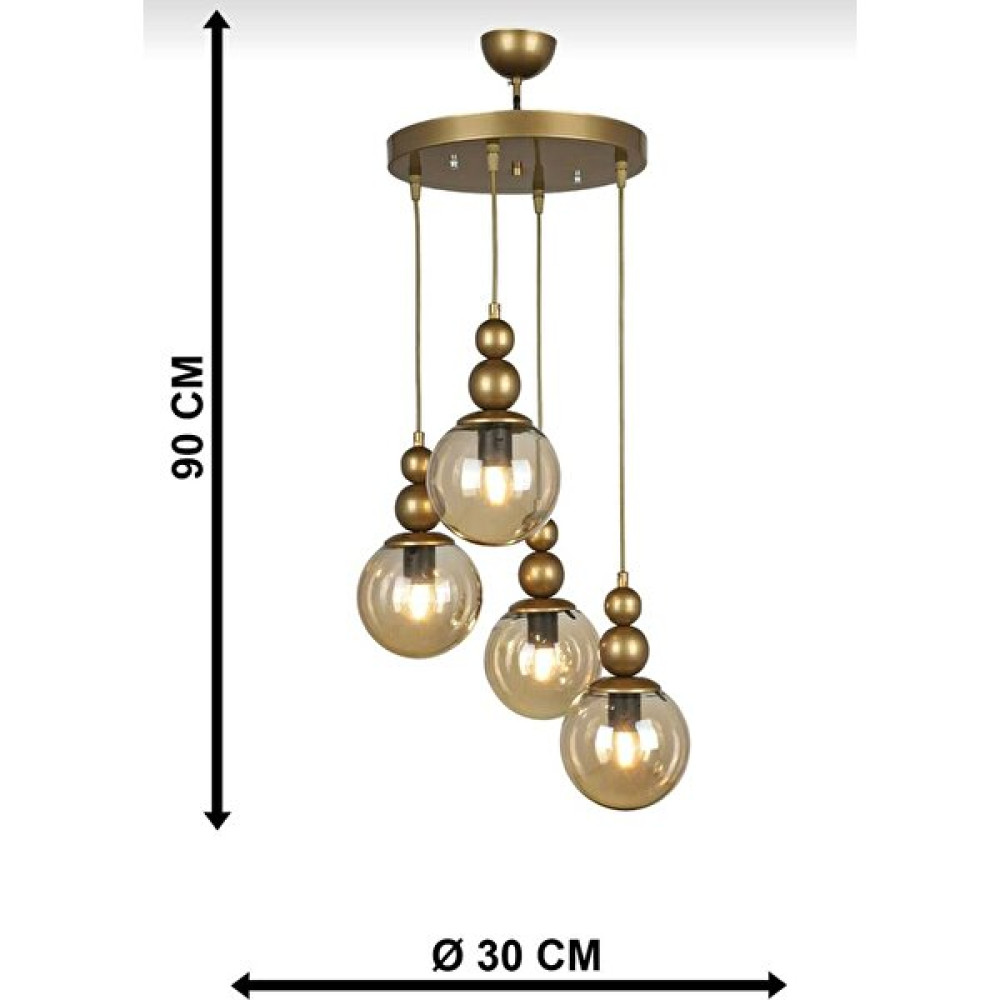 Veda Light Vedalight Venüs Model - Oturma Odası - Salon - Yatak Odası Modern Avize - Eskitme - Bal Rengi - 4'lü Avize Fiyatı