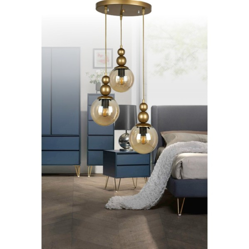Veda Light Venüs 3'lü Sarkıt Eskitme Model- Hakiki Bal Cam- Oturma Odası- Salon- Yatak Odası Modern Avize Avize Fiyatı