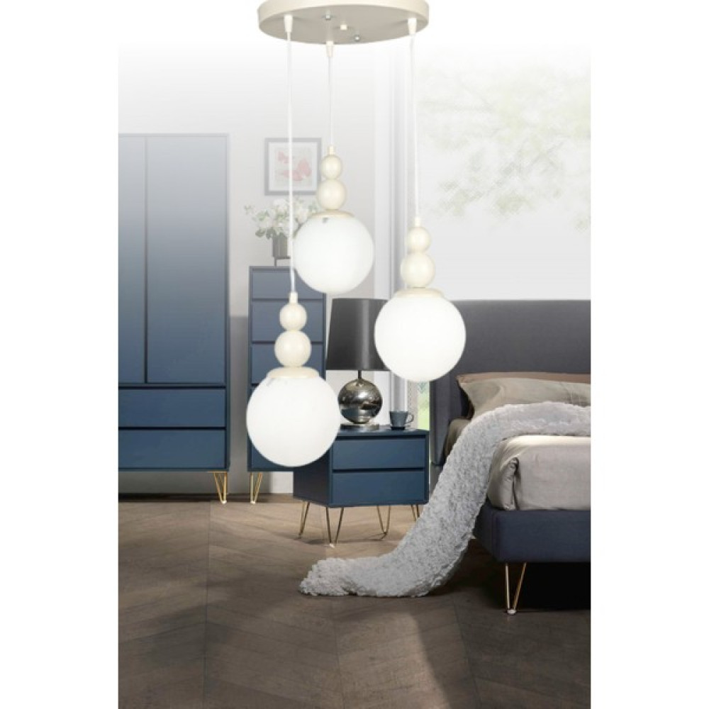 Veda Light Venüs 3'lü Sarkıt Model- Hakiki Cam- Oturma Odası- Salon- Yatak Odası Modern Avize - Beyaz - Beyaz Avize Fiyatı