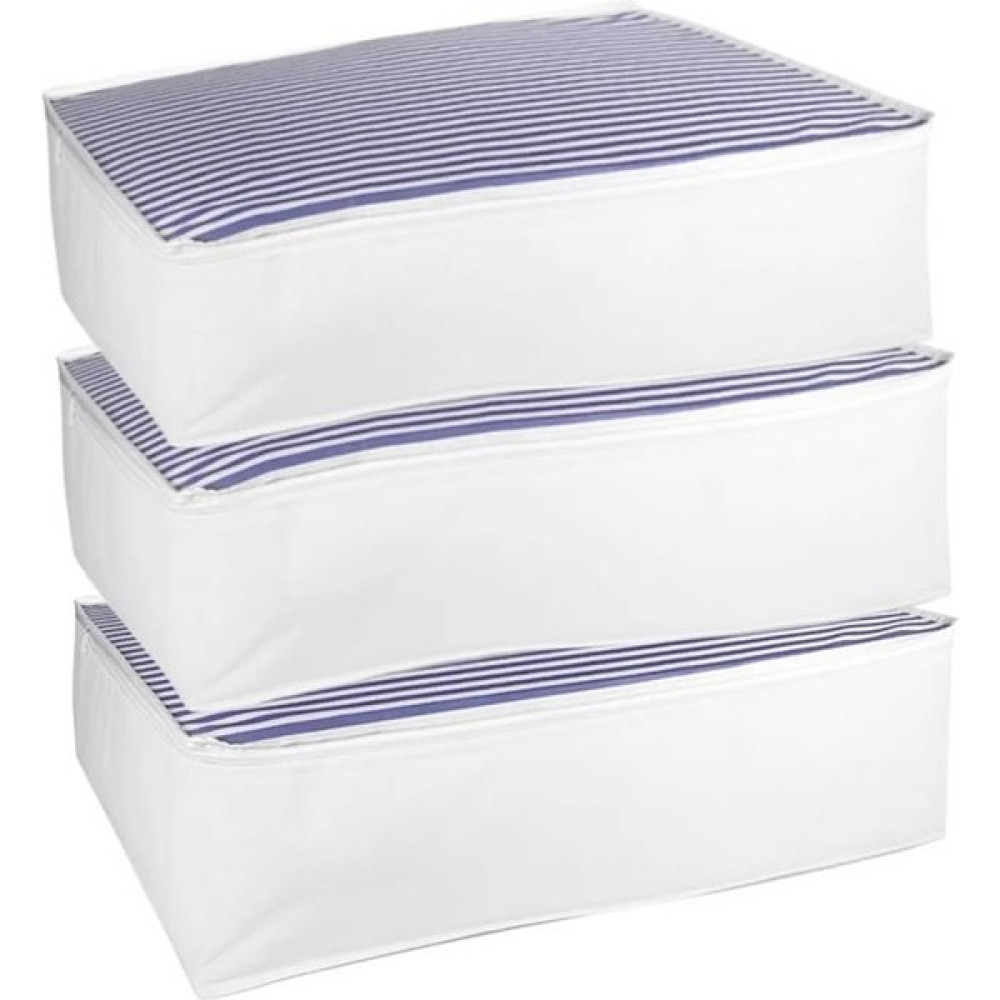 Vedsey 3'lü Set Baza Altı Düzenleyici Büyük Boy Hurç Lacivert Çizgili 70X50X25 cm Hurç Fiyatı