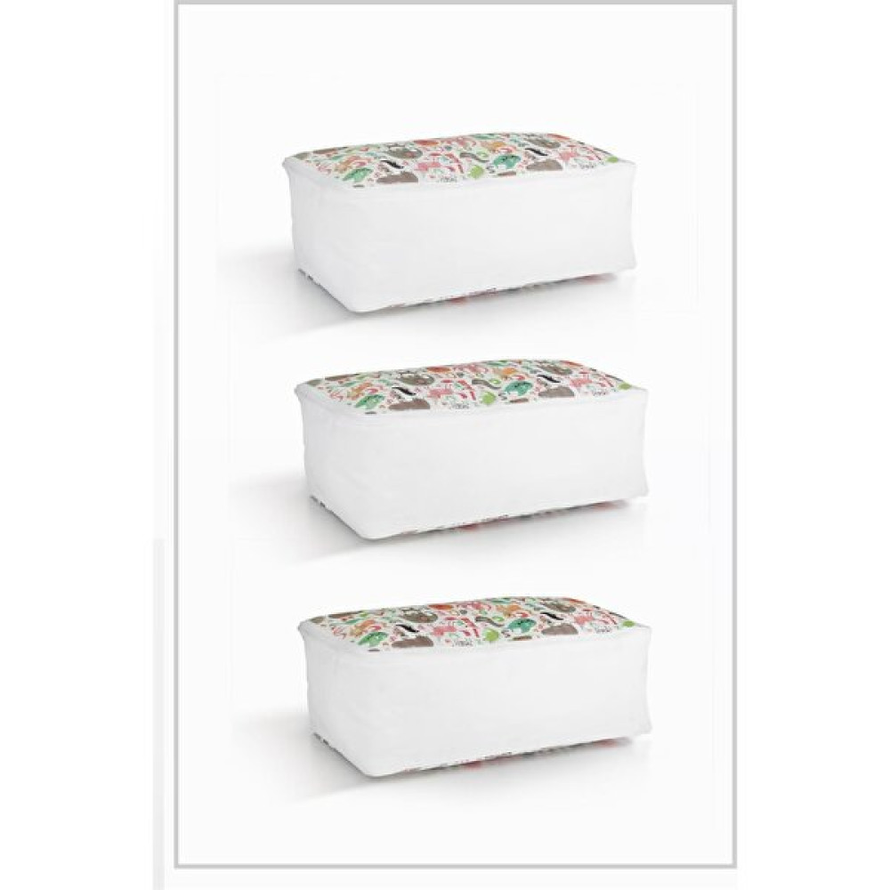 Vedsey 3'lü Set Baza Altı Düzenleyici Küçük Boy Hurç Sevimli Hayvan Desenli 50x25x20 Cm - Beyaz Hurç Fiyatı