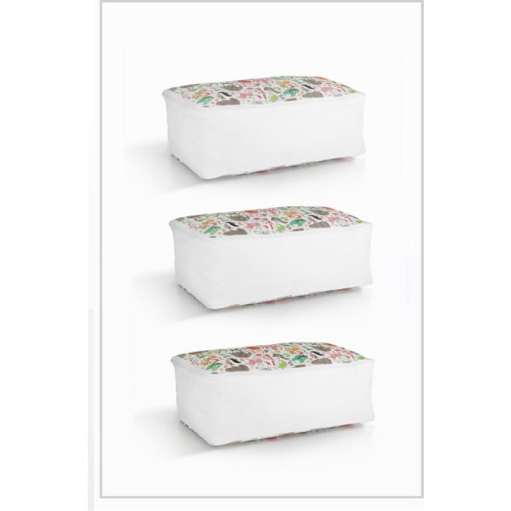 Vedsey 3'lü Set Baza Altı Düzenleyici Pencereli Büyük Boy Hurç Sevimli Hayvan Desenli 70X50X25 cm - Beyaz Hurç Fiyatı