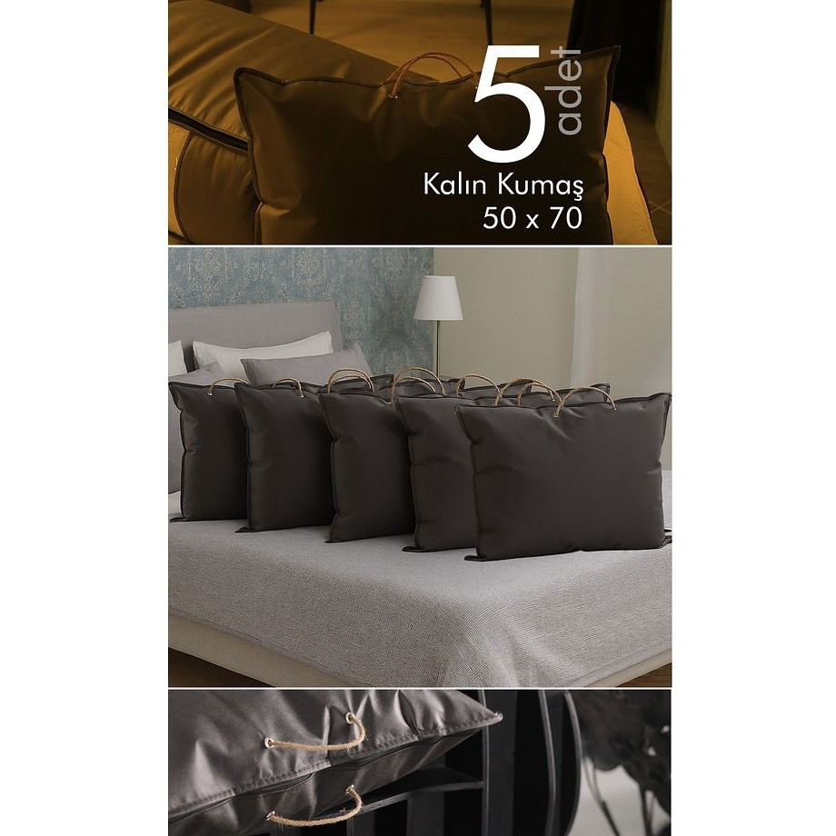 Vedsey 5'li Set 70X50 cm Yastık & Kıyafet Organizer Hurç Antrasit Gri - Antrasit - Gri - 70 x 50 cm Yastık Kılıfı Fiyatı