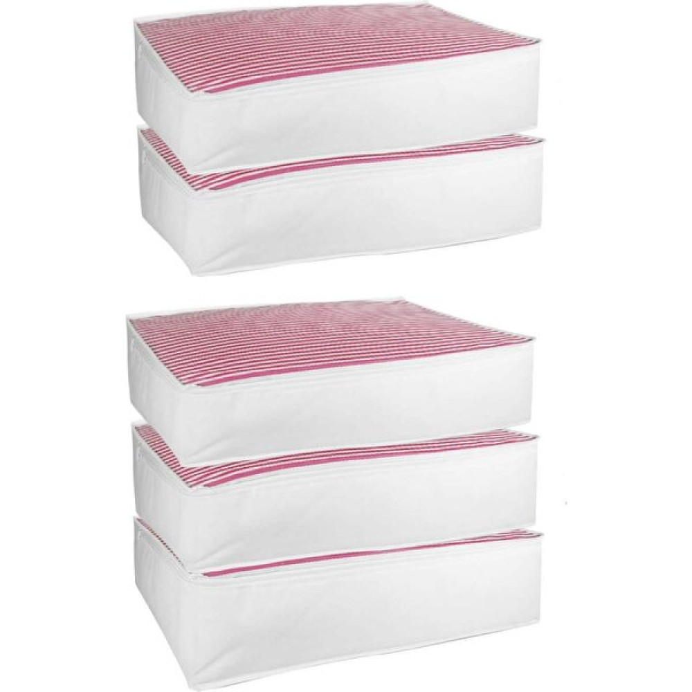 Vedsey 5'li Set Baza Altı Düzenleyici Büyük Boy Hurç Pembe Çizgili 70X50X25 cm - Pembe - Beyaz Hurç Fiyatı