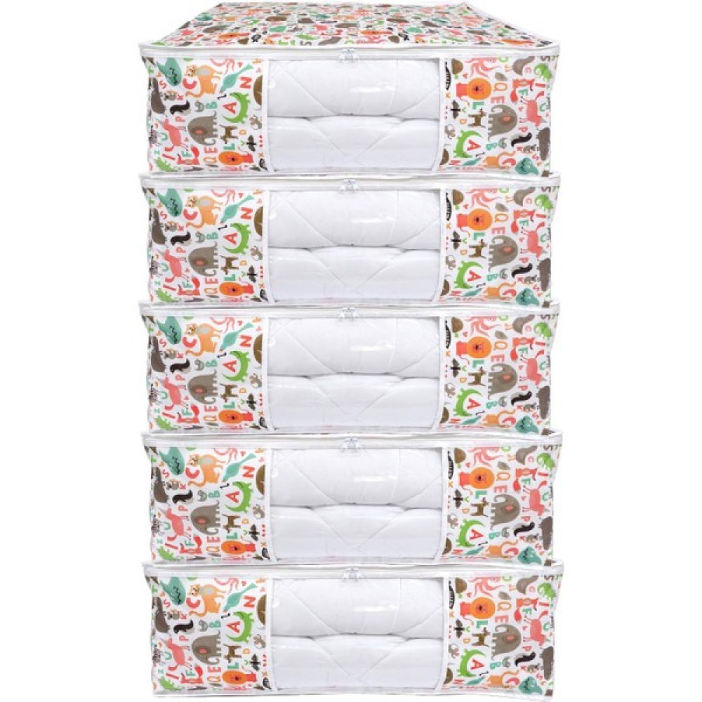 Vedsey 5'li Set Baza Altı Düzenleyici Pencereli Büyük Boy Hurç Sevimli Hayvan Desenli 70X50X25 cm - Beyaz Hurç Fiyatı