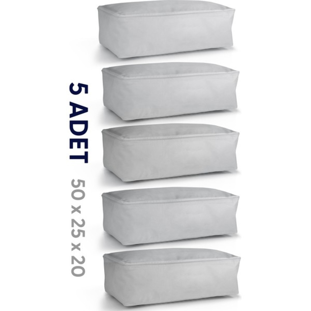 Vedsey 5'li Set Gri Hurç 50X25X20 cm Hurç & Dolap Içi - Organizer Düzenleyici Hurç - Açık Gri Hurç Fiyatı
