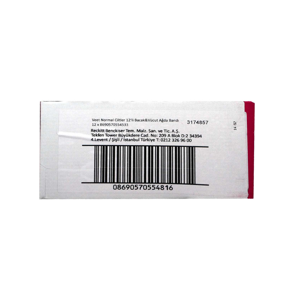 Veet Ağda Bandı 12'li Paket Normal Ciltler İçin