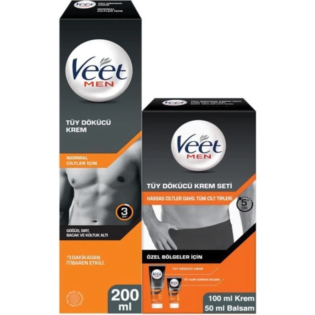Veet Men 200 ml Tüy Dökücü Krem Seti 100&50 ml Hassas Ciltler İçin Pratik Uygulama Kolaylığı Diğer Fiyatı