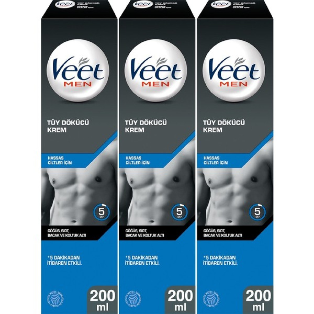 Veet Men Erkeklere Özel Tüy Dökücü Krem Hassas Ciltler 200 ml X 3 Diğer Fiyatı