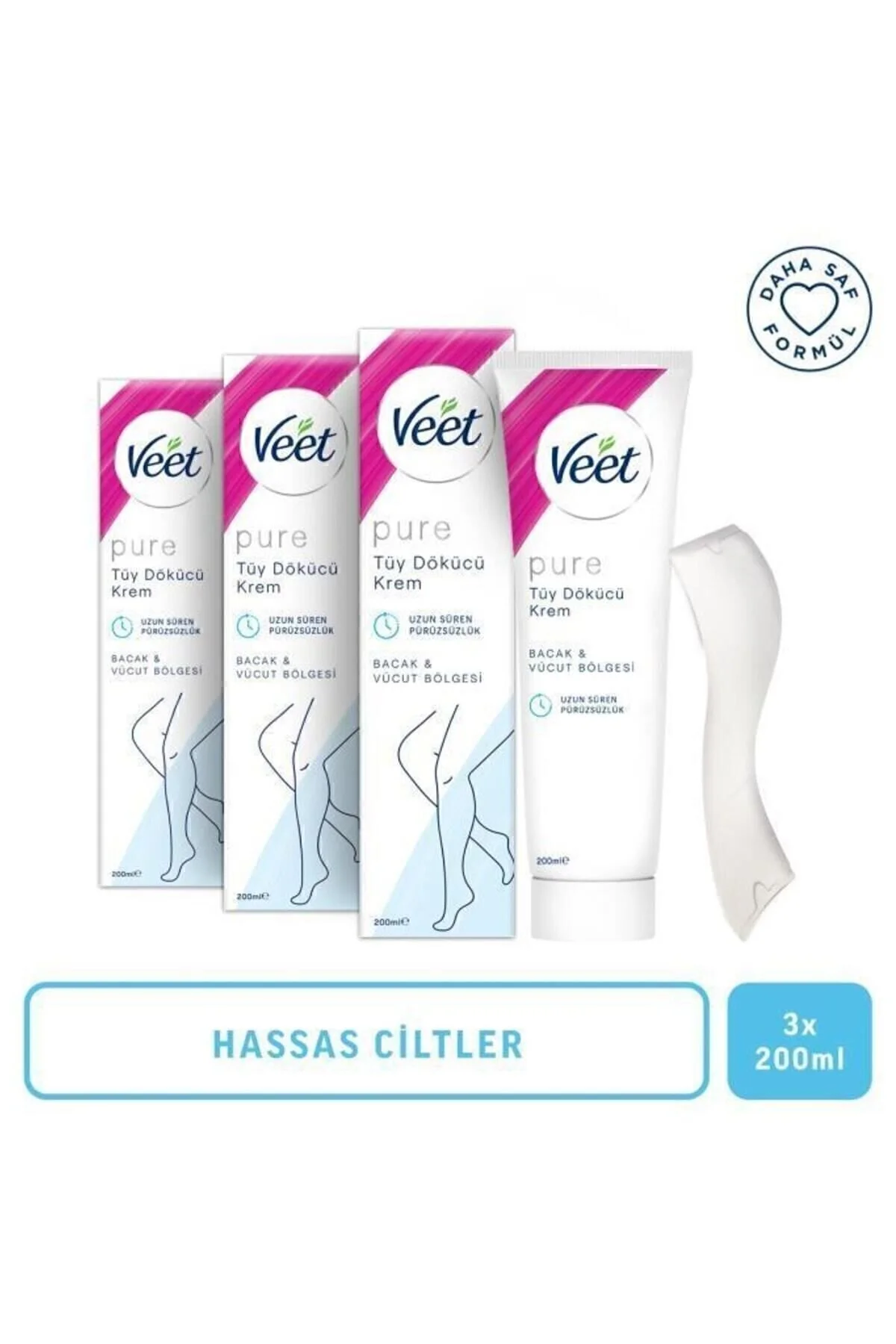 Veet Pure 200ml Tüy Dökücü Krem Hassas Ciltler X 3" Tüy Dökücüler ve Azaltıcılar Fiyatı