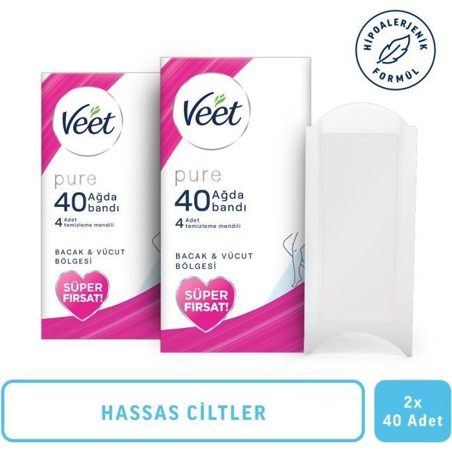 Veet Pure Ağda Bandı Hassas Ciltler İçin Bacak&vücut Bölgesi Süper Fırsat 80’li Diğer Fiyatı